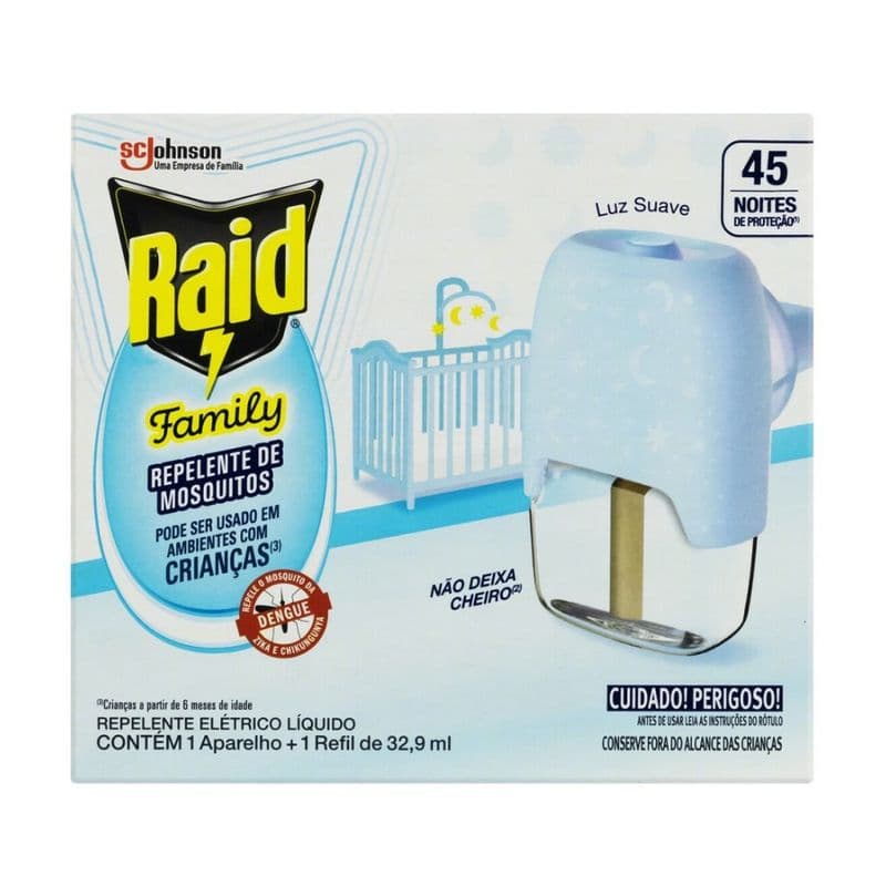 INSETICIDA ELETRICO RAID FAMILY 45 NOITES + APARELHO 32,9ML