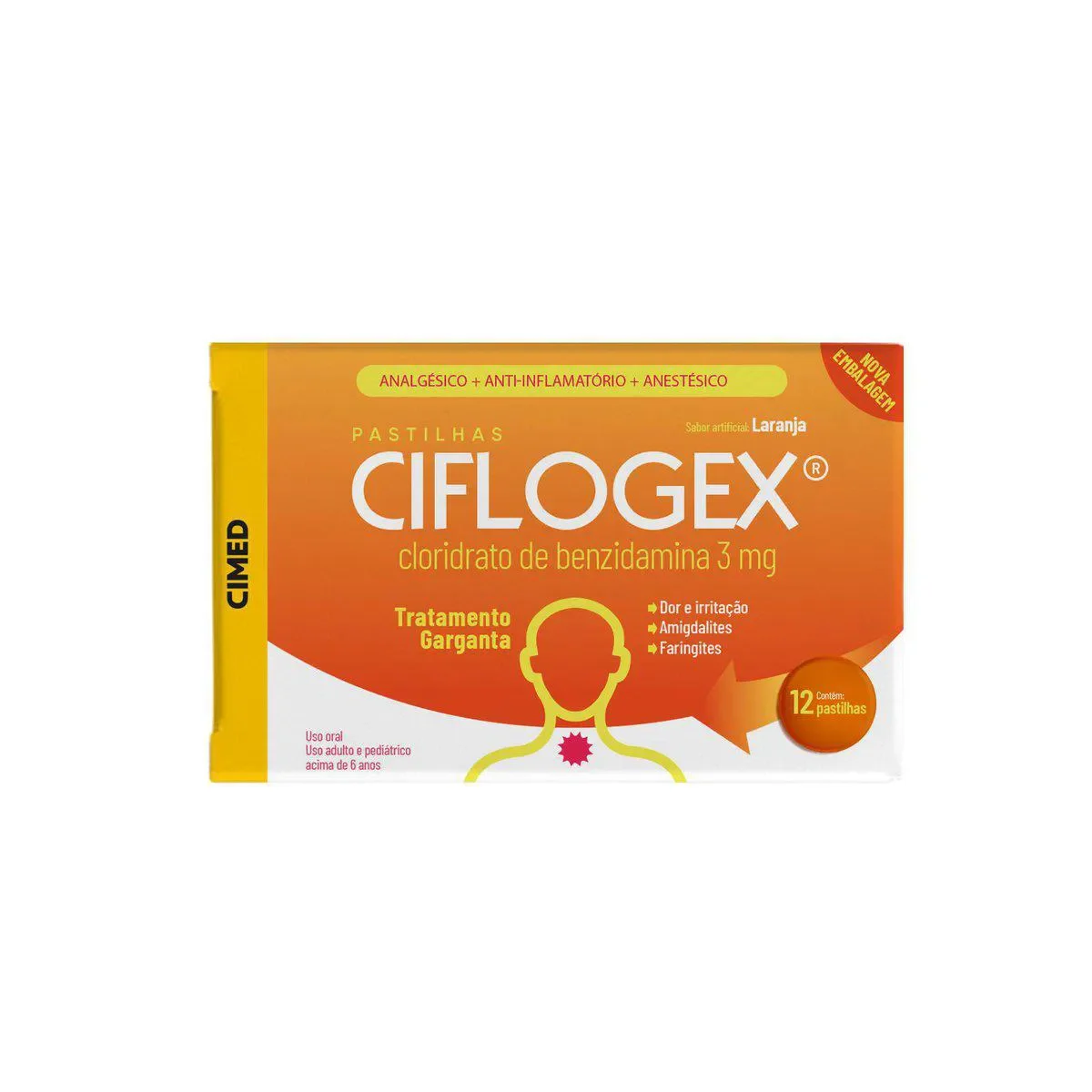 CIFLOGEX LARANJA 12 PASTILHAS