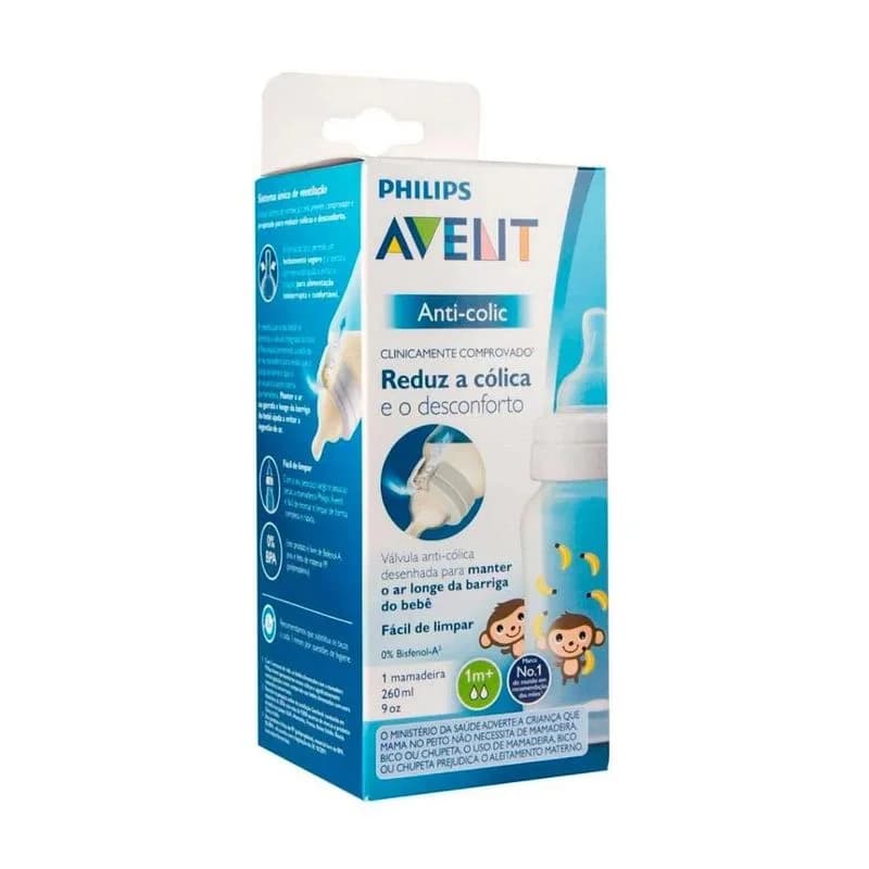 MAMADEIRA AVENT ANTI COLIC 1M+ MACACO 260ML COD 5245